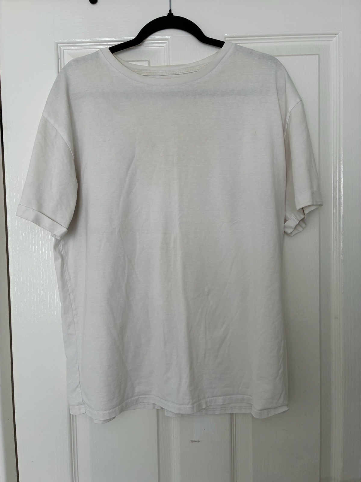 River Island Size 12 Plain White Crew-neck T-shirt with Relaxed Oversized Fit