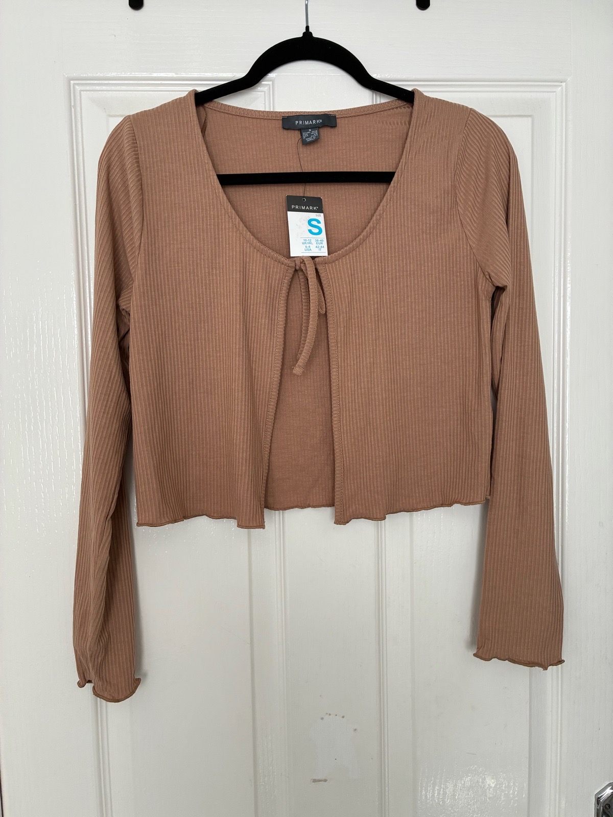 Primark Size Small Brown Long-sleeved Tie-front Cardigan
