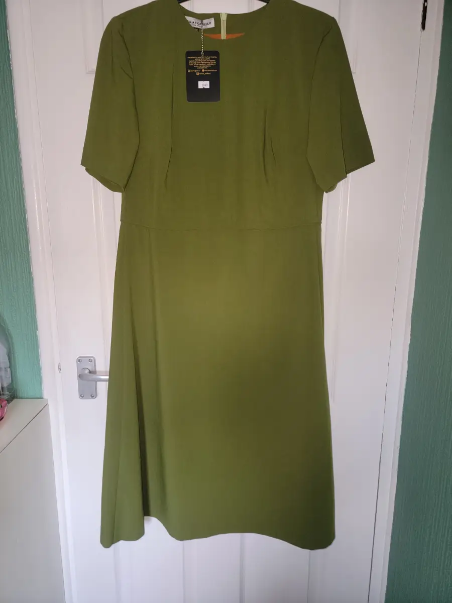 Green fit and flare dress by Natalia Picariello 44 (14-16)