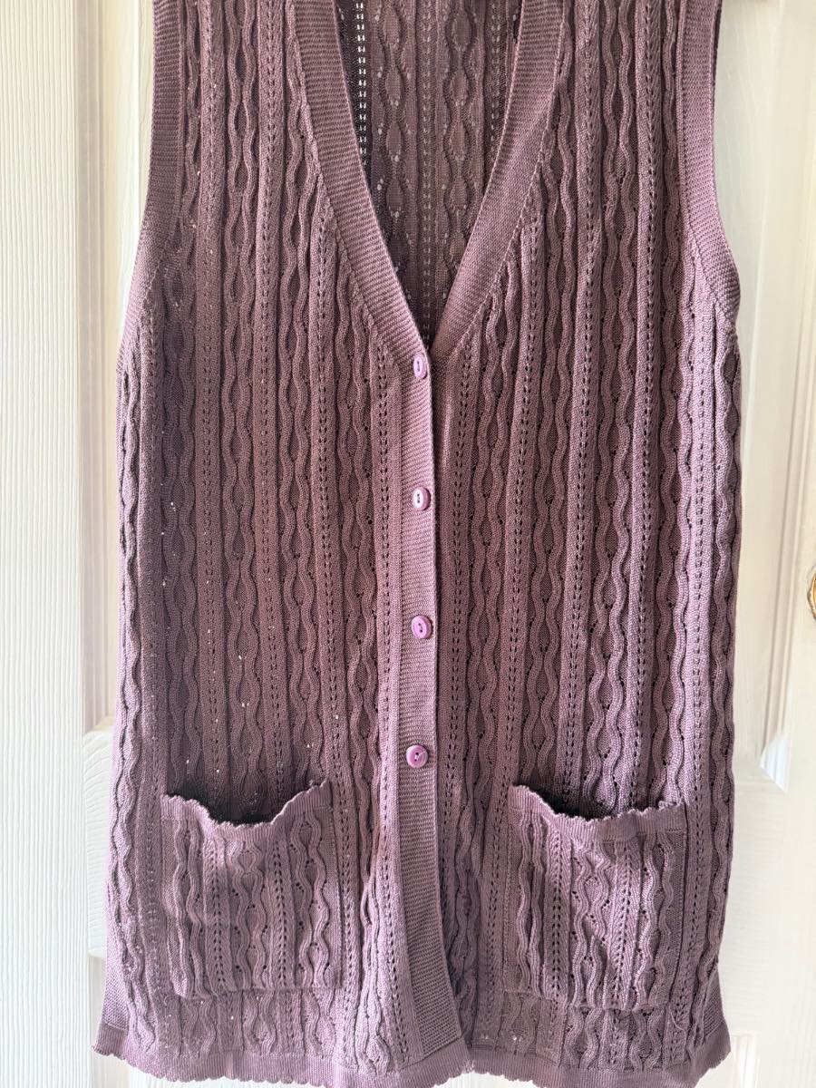 Mauve cable knit sleeveless cardigan vest cottagecore boho