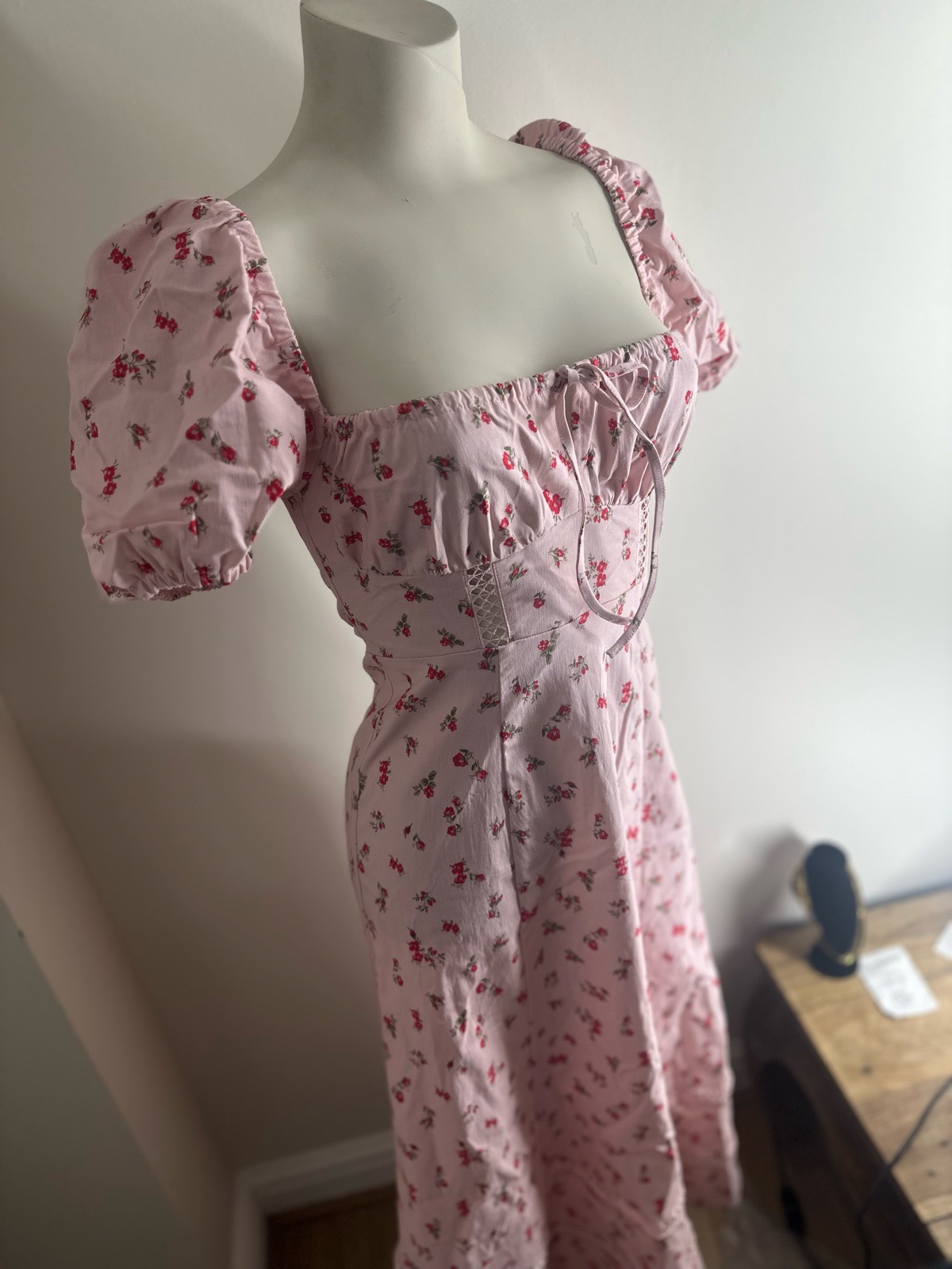 Pink maxi milkmaid dress