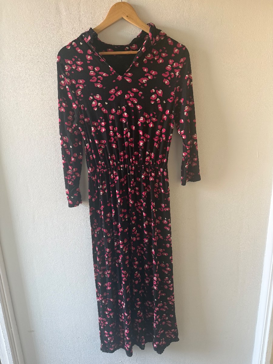 Next Black Floral Maxi Dress Long Sleeve V-Neck- Size 10