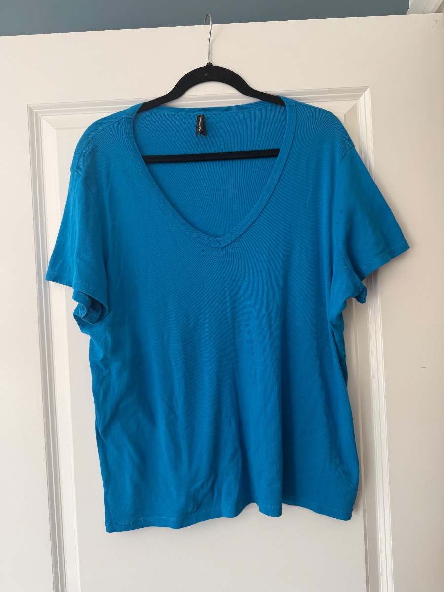 Marks & Spencer Teal Turquoise V-Neck T-Shirt- Size 24