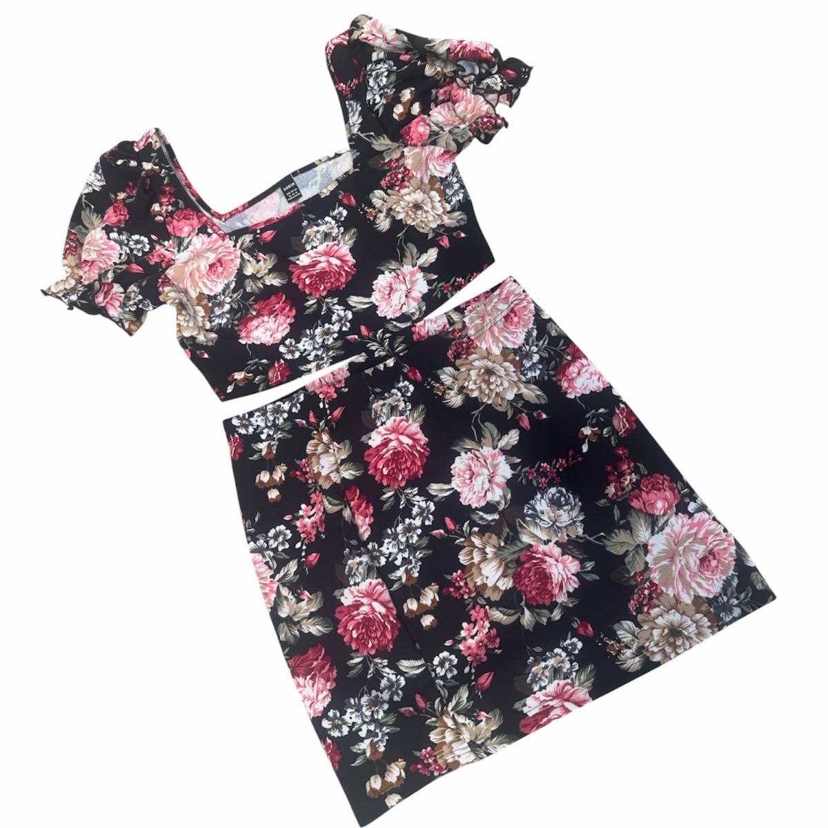 Floral Crop Top & Midi Skirt Co-Ord Set