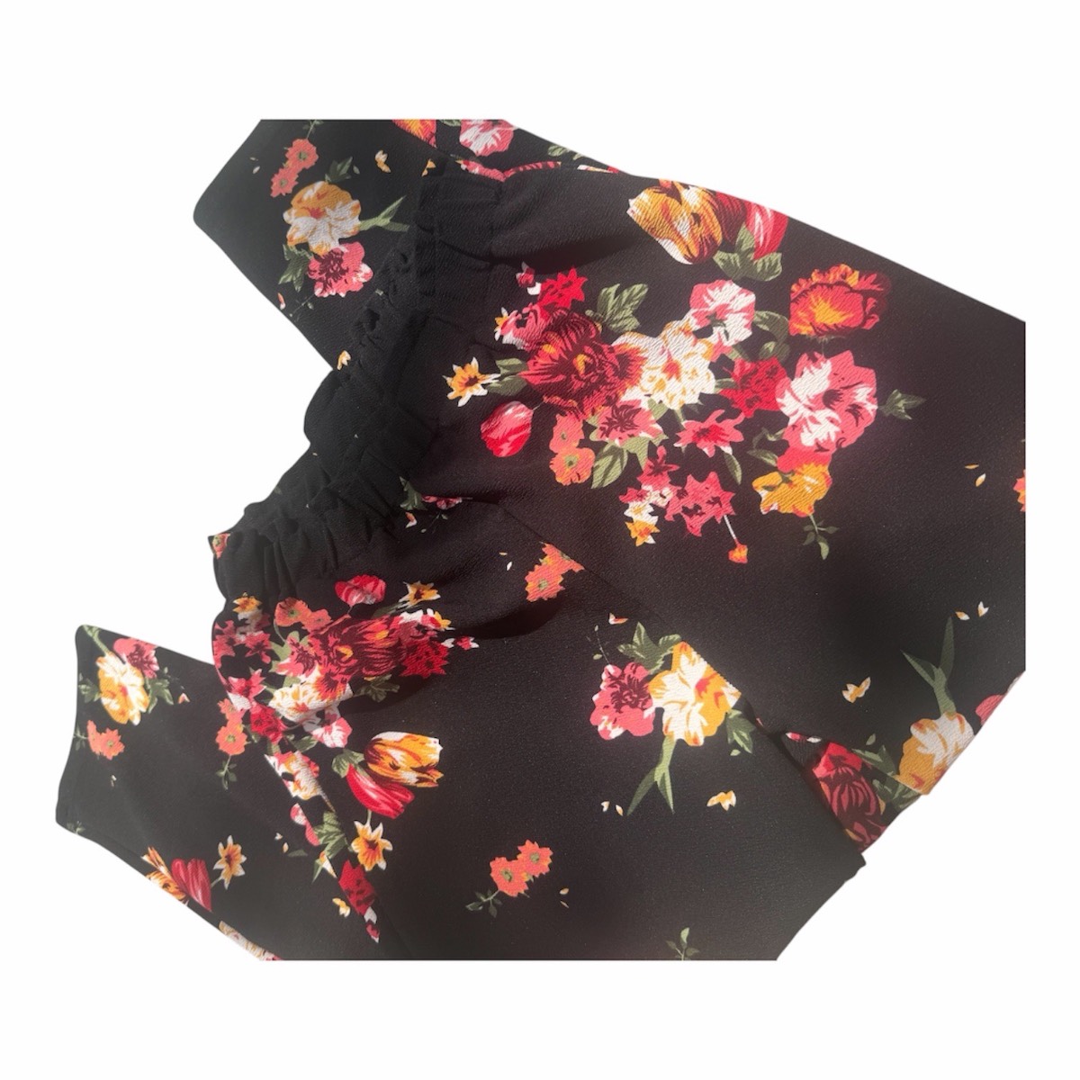 Black Cropped T-Shirt & Floral trousers