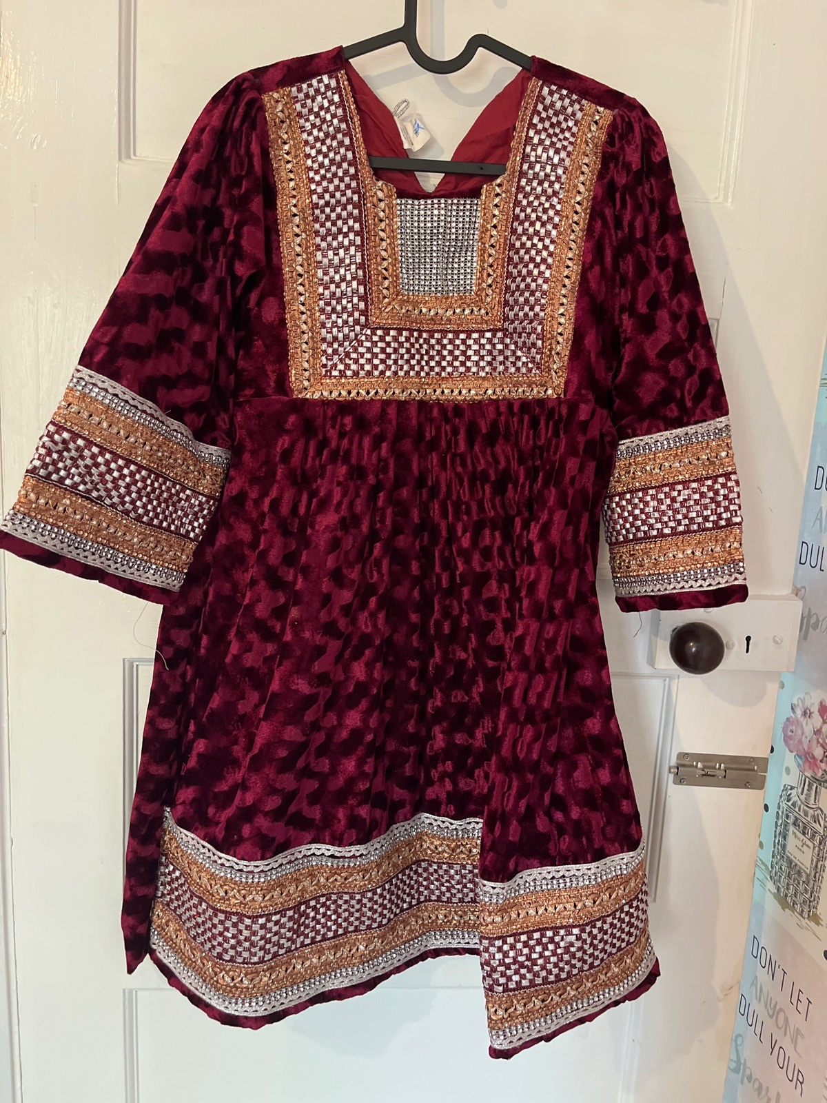 Velvet Afghani frock for age 7-8 years