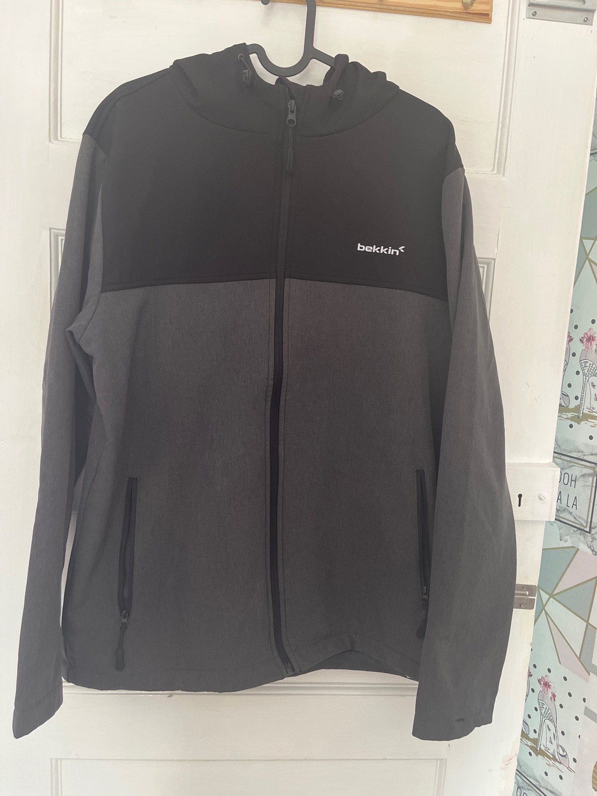 Bekkin Grey & Black Hooded Softshell Jacket