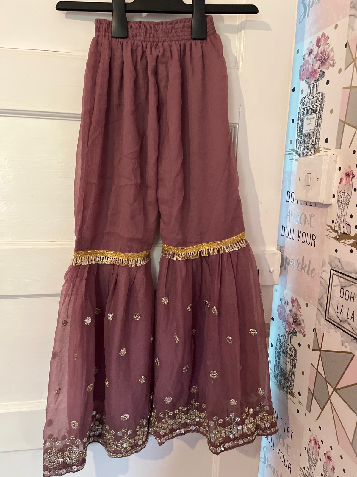 Dusky Pink 3-Piece Asian Embellished Suit-7-8 years