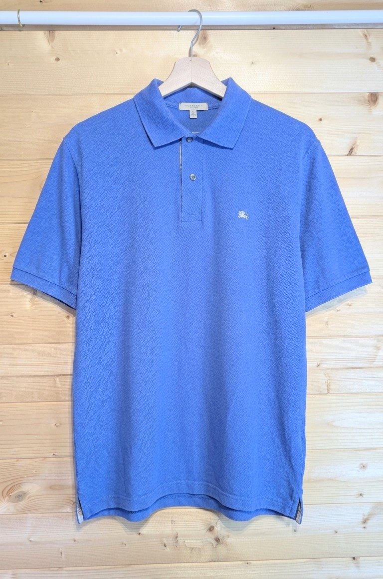 Burberry London Men’s Blue Piqué Polo Shirt - Size S - Authentic