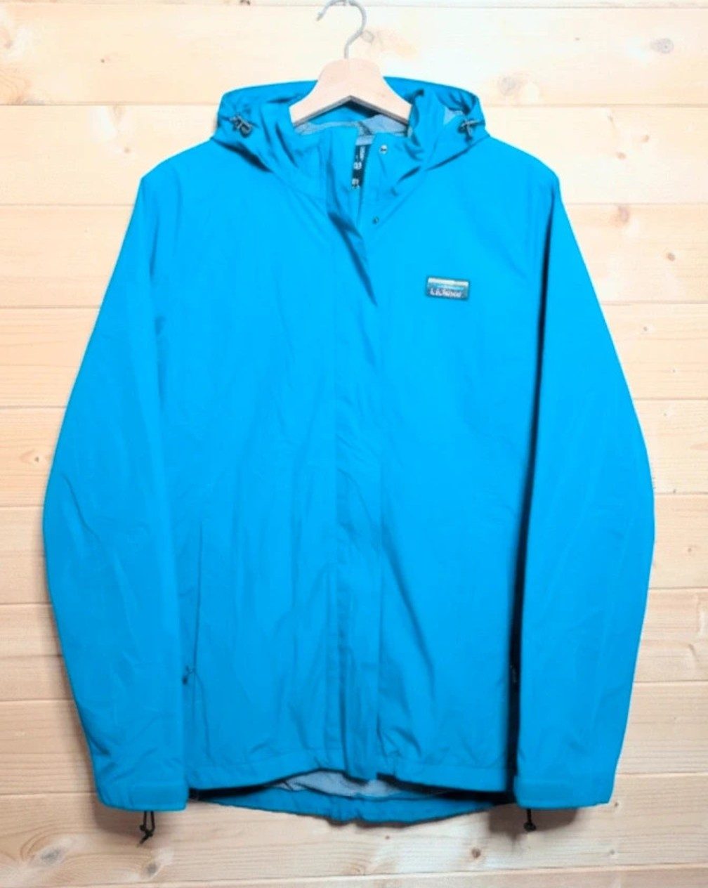 L.L. Bean Women's Waterproof Hooded Rain Jacket Blue Size Large (Defect)