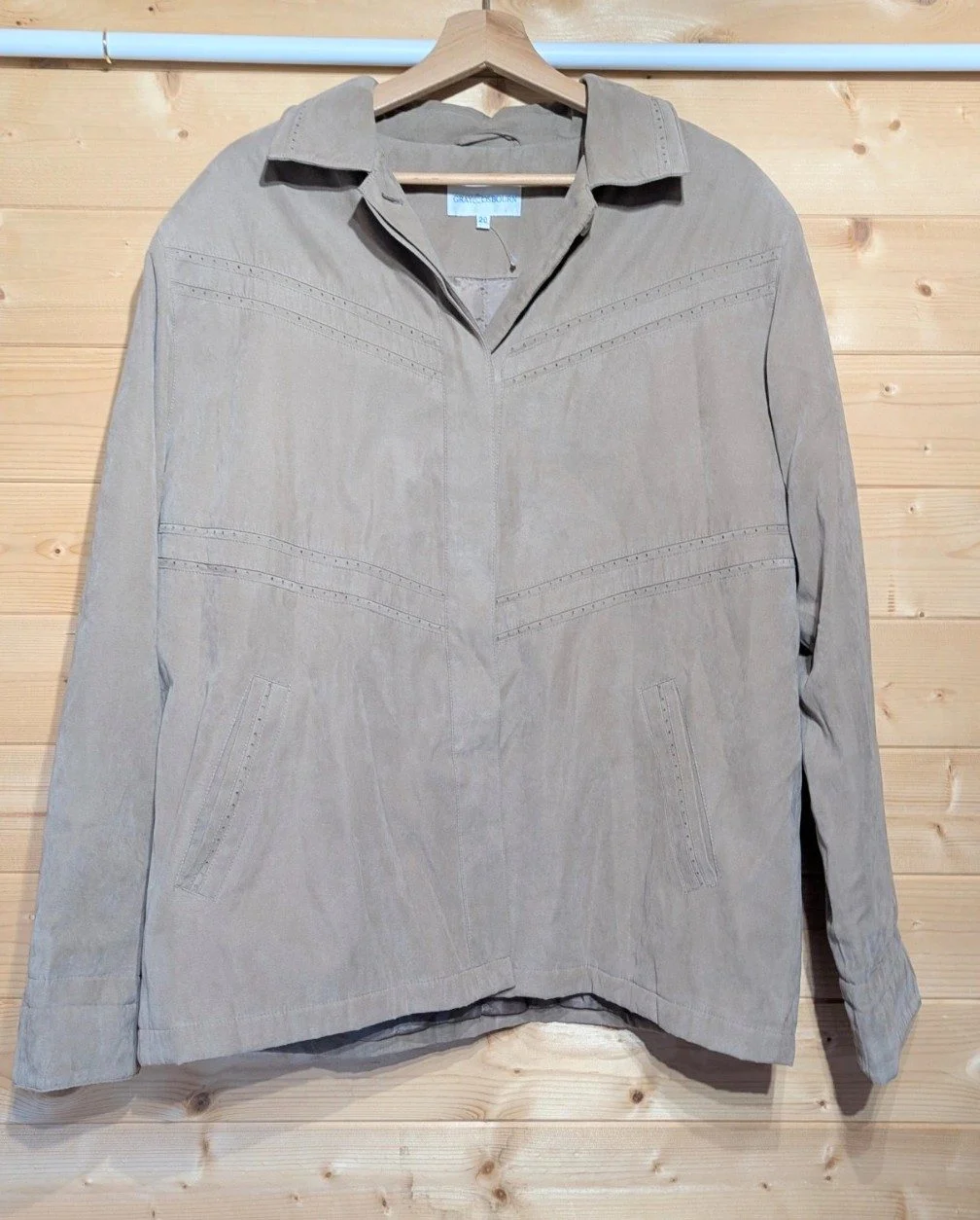 Gray & Osbourn Beige Faux Suede Jacket Size 20 Lightweight Western Style Coat