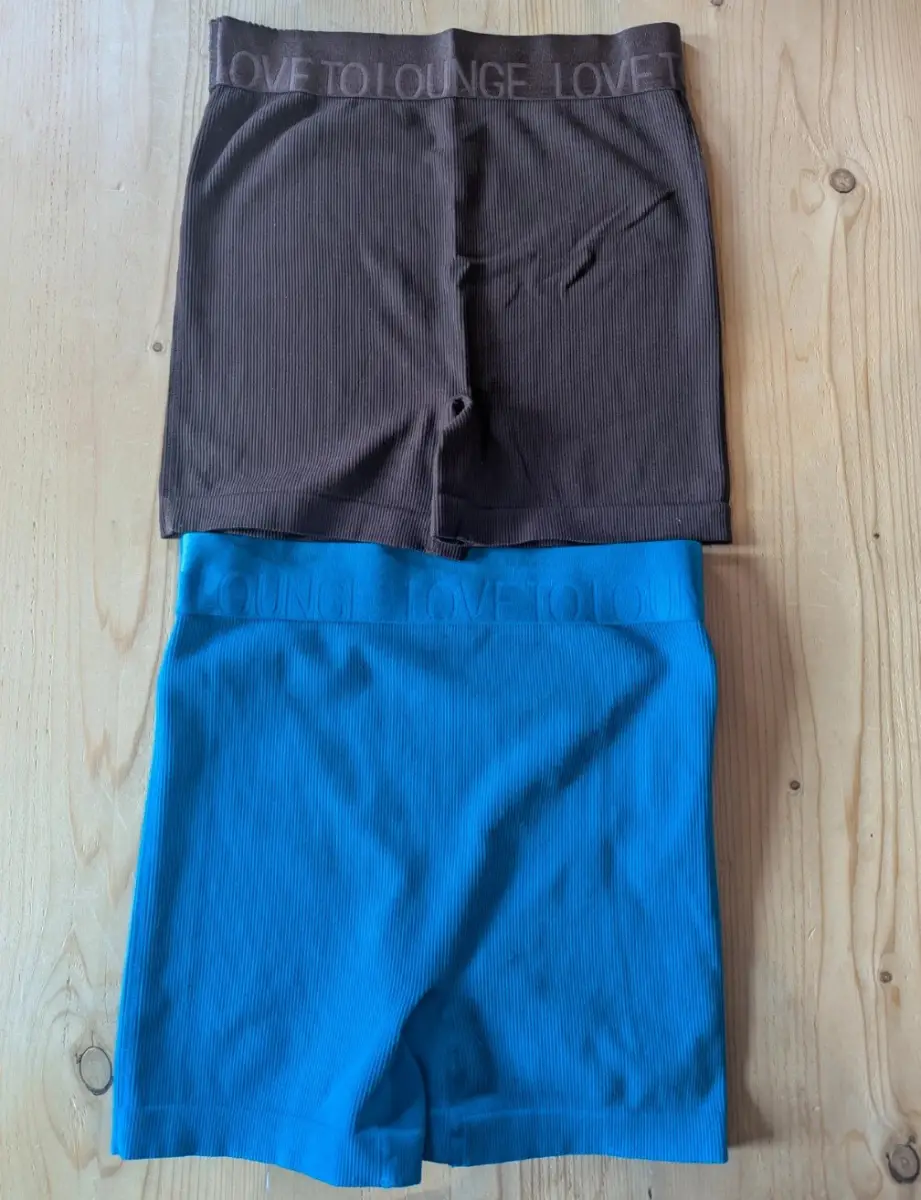 2x Primark Ribbed Lounge Shorts - Brown & Blue - Size S