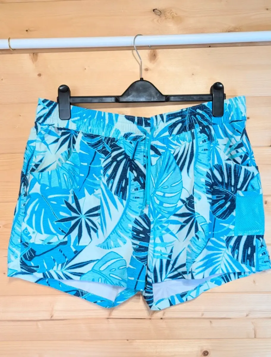 Columbia Blue Tropical Palm Print Shorts - Size XL (5" Inseam)