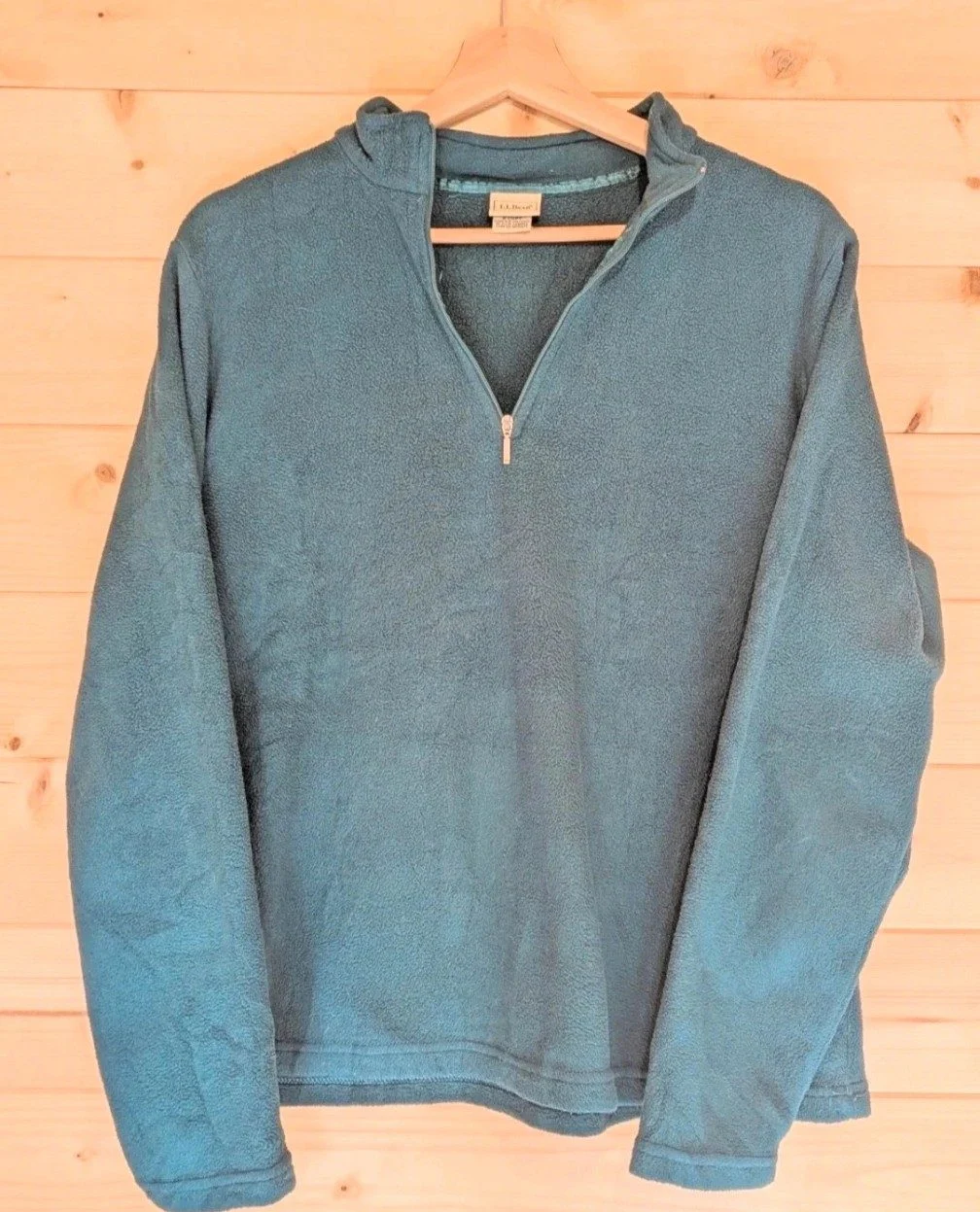L.L. Bean Women's Teal Blue Quarter Zip Fleece Jumper Pullover - Size L Regular