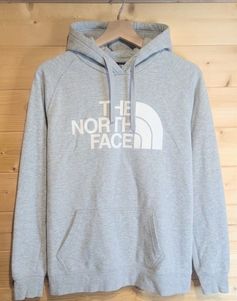 The North Face Grey Printed Logo Pullover Hoodie - Size L