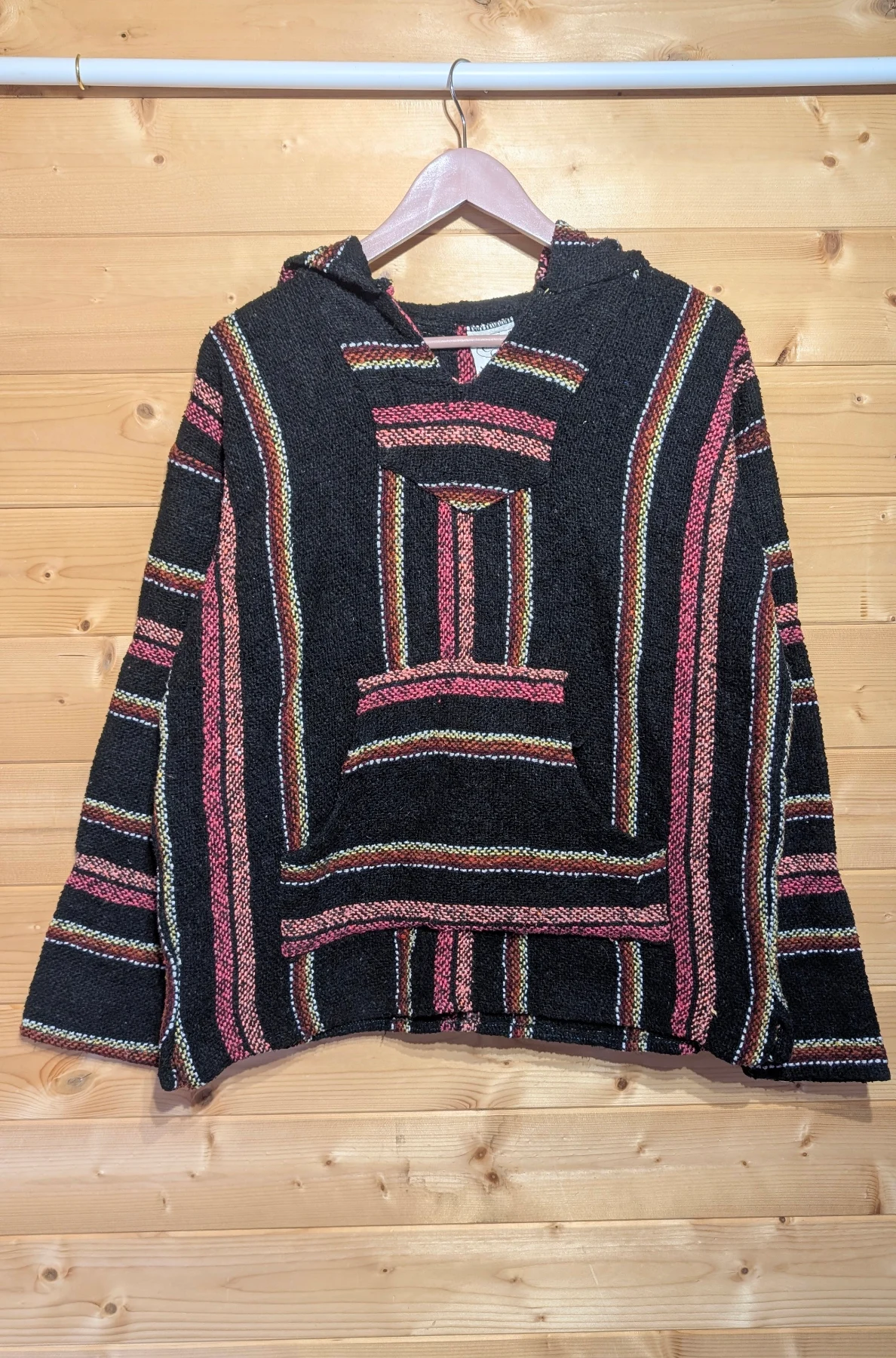 Vintage Canyon Creek Mexican Baja Hoodie / Jerga Pullover (Large)