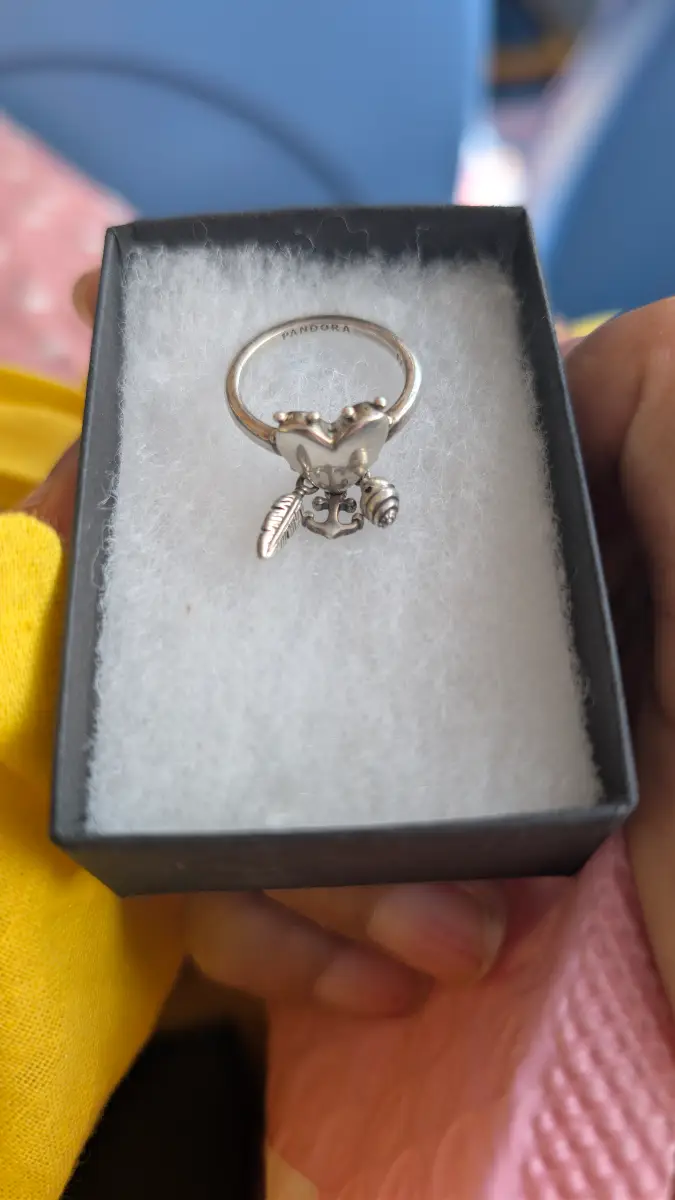 Pandora spiritual symbol Ring with anchor feather and conch shell size J