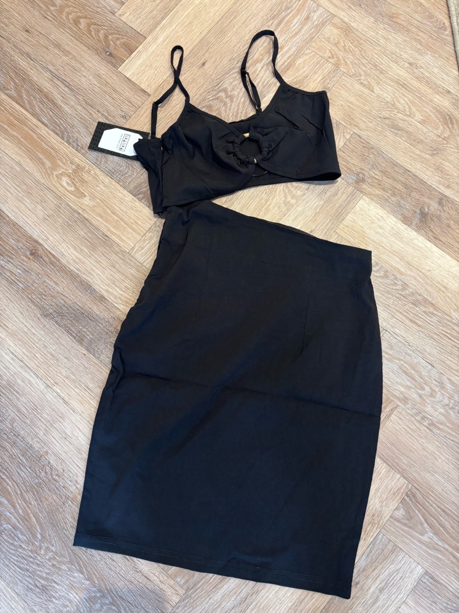 Dress Naanaa Black Cut Out Bodycon Mini Dress Strappy Size BNWT