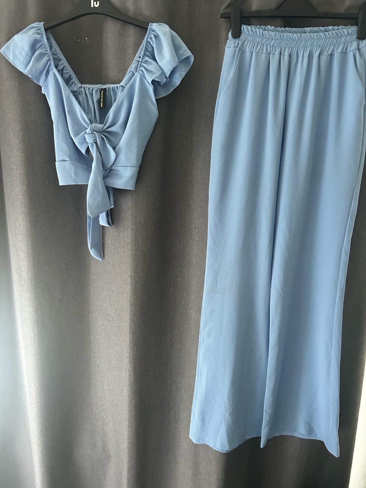 Baby Blue 2-Piece Trouser & Cropped Top Set – Size Small (6/8)