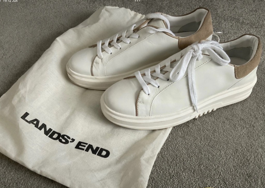 Lands End ladies leather trainers, size 7, with bag, Summer, holidays, walking, sty,ish
