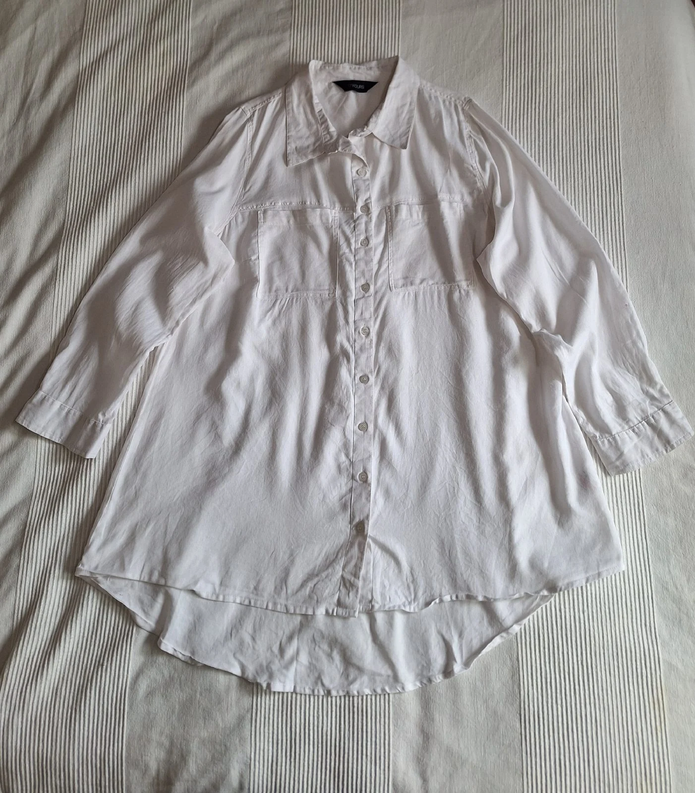 Yours Clothing White 100% Cotton Oversized Shirt Blouse Size 16 #S113