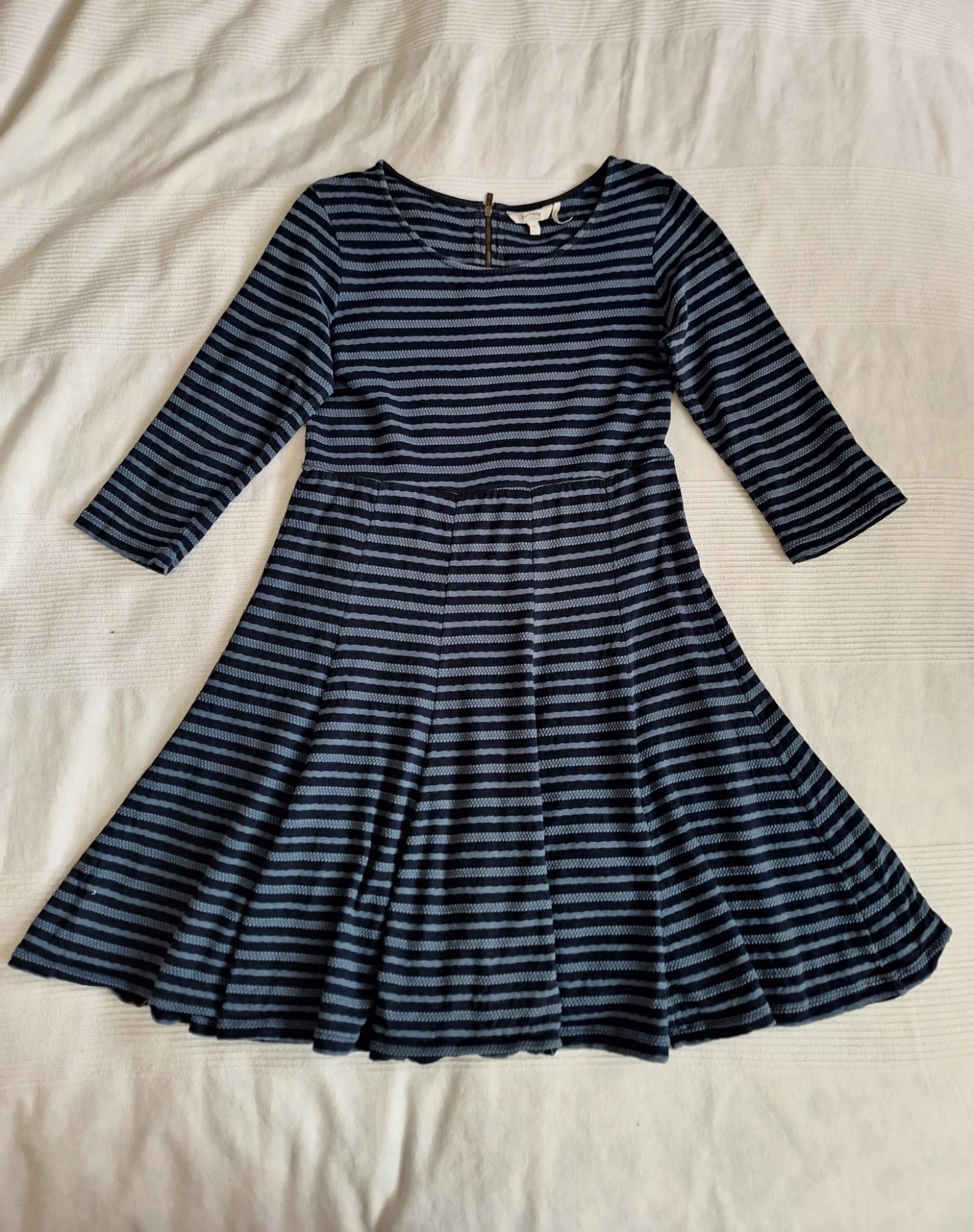 FatFace Striped Skater Dress Size 12 Navy Blue