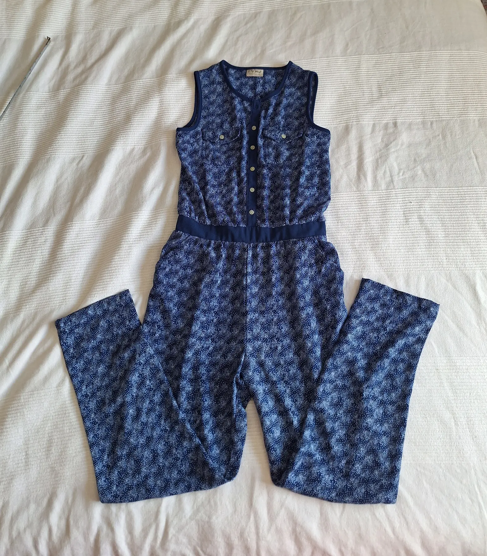 Next Girls Blue Ditsy Floral Print Sleeveless Jumpsuit Age 12 Years 152cm