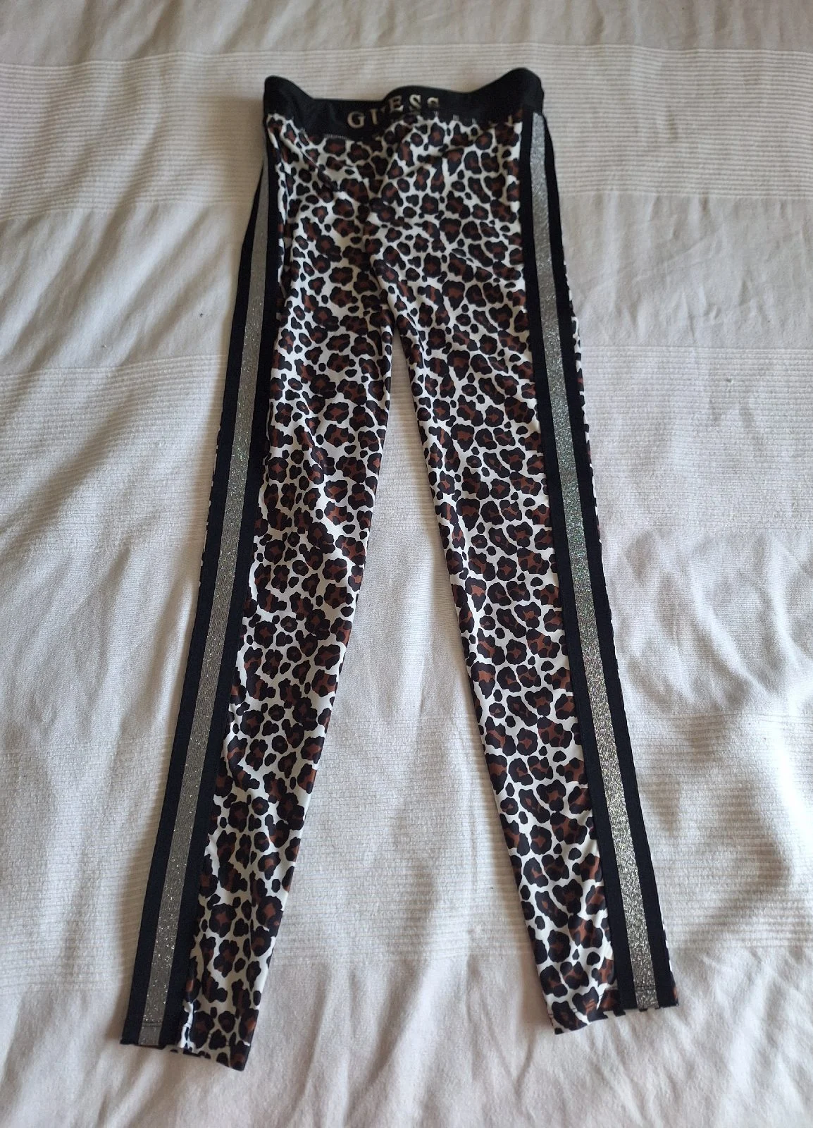 GUESS Girls Leopard Print Leggings Age 14 Glitter Stripe