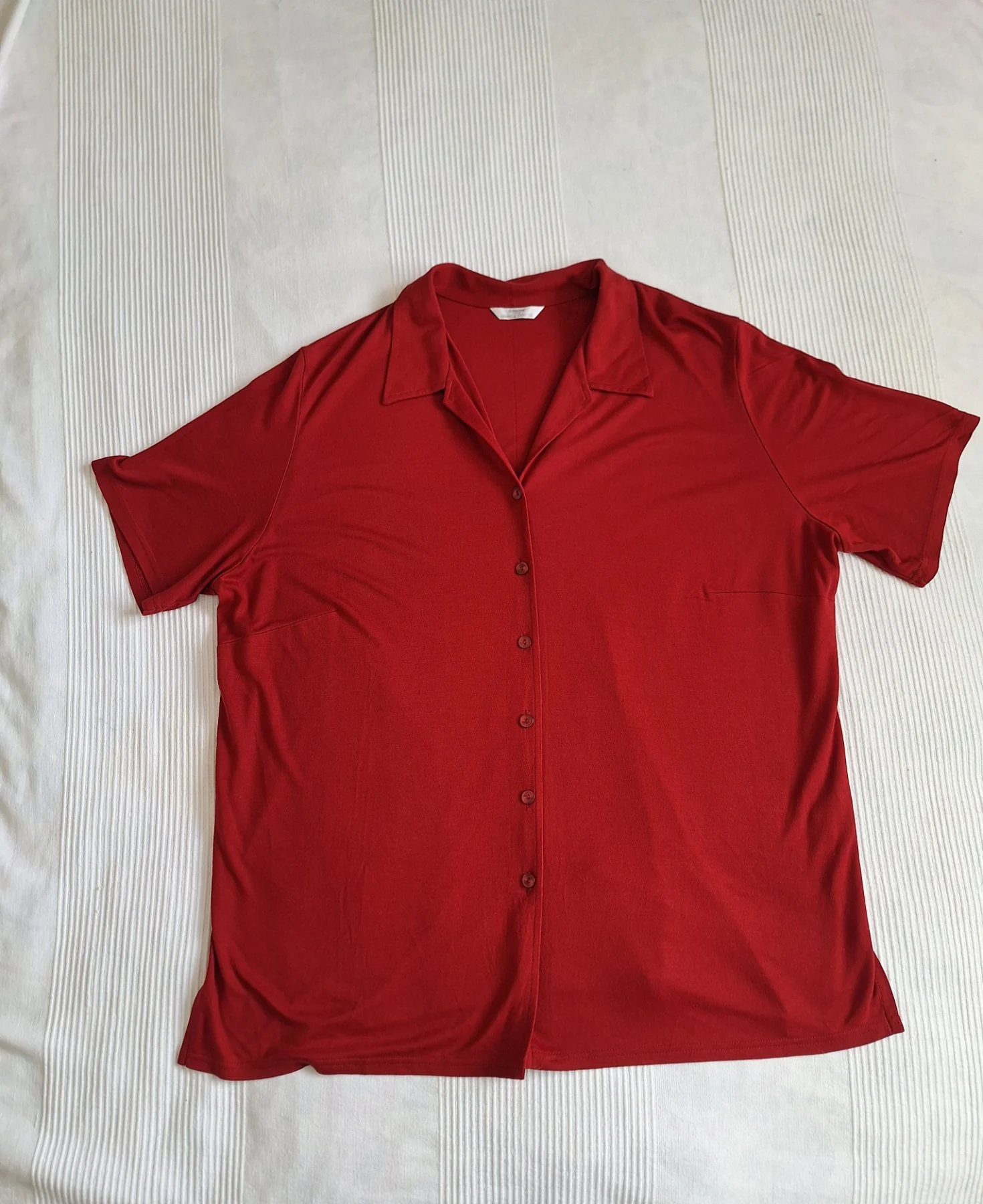 Vintage St Michael M&S Red Viscose Button Shirt UK 22 Plus Size