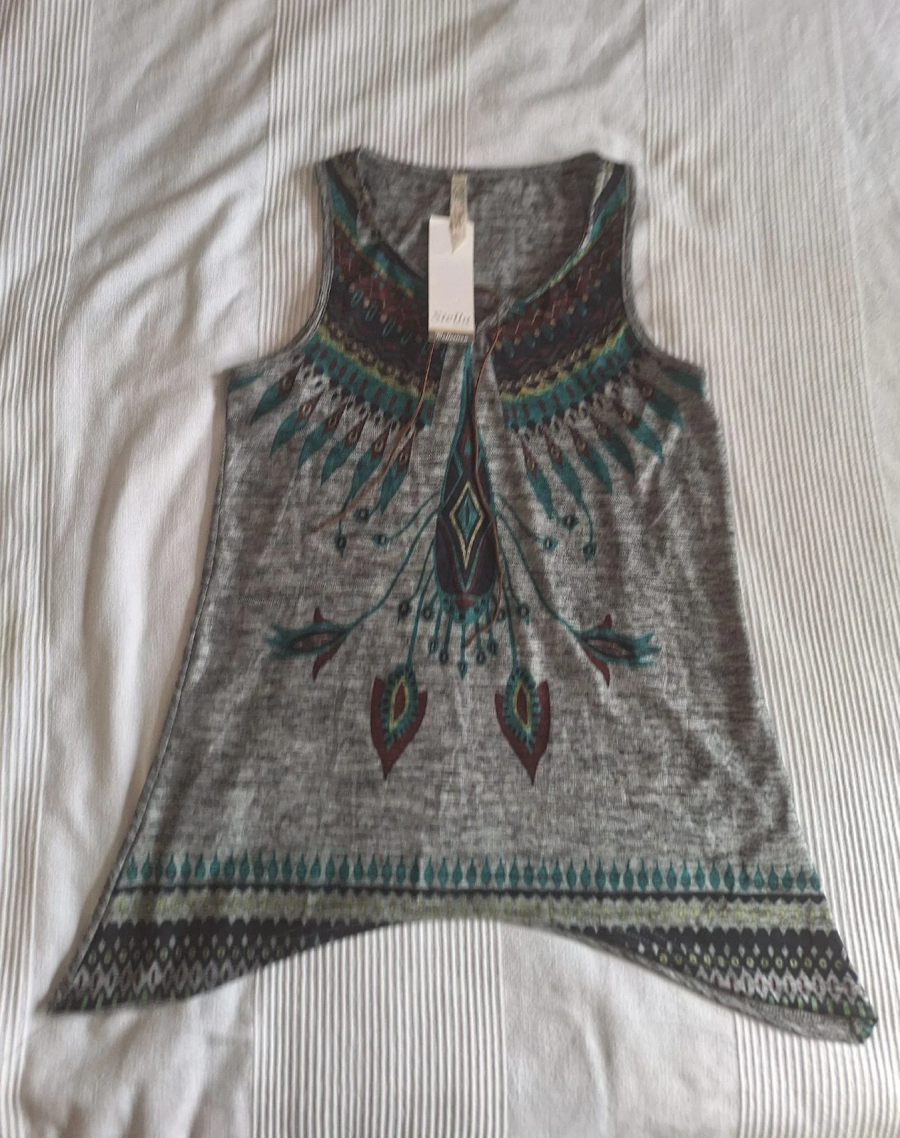 NWT Stella Morgan Boho Feather Print Tank Top UK 10/12