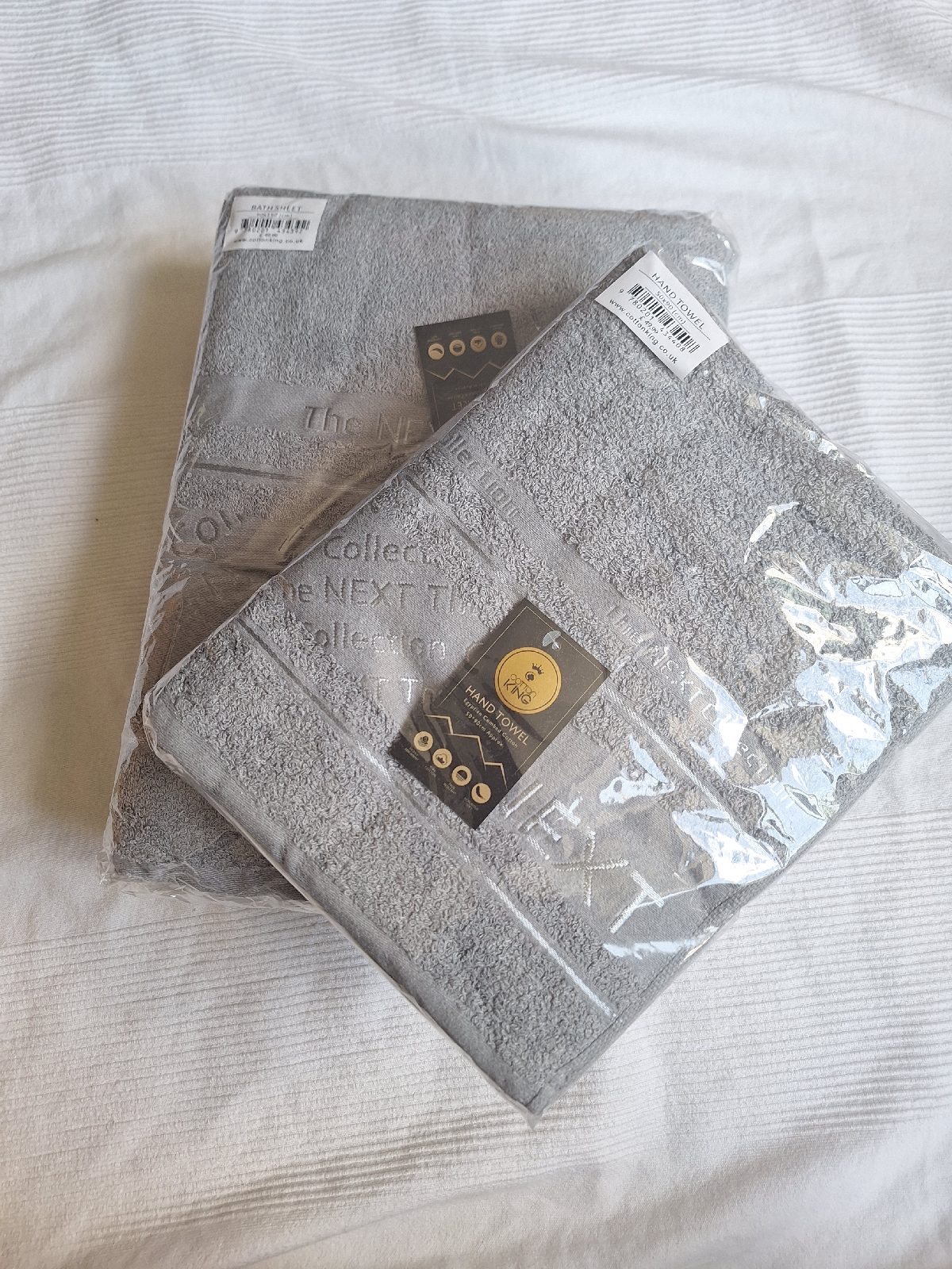 6 Pc Next Collection Cotton King Grey Towel Set 3x Bath Towels 3x Hand Towels NWT
