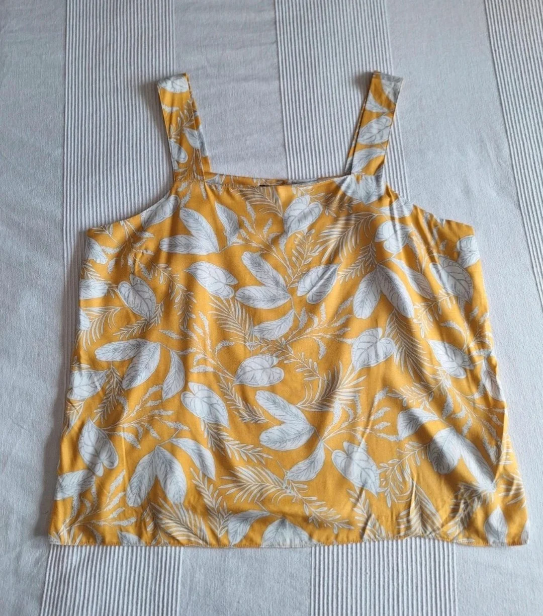 Peacocks Mustard Yellow Tropical Leaf Cami Tank Top | Size 22 (UK) #35