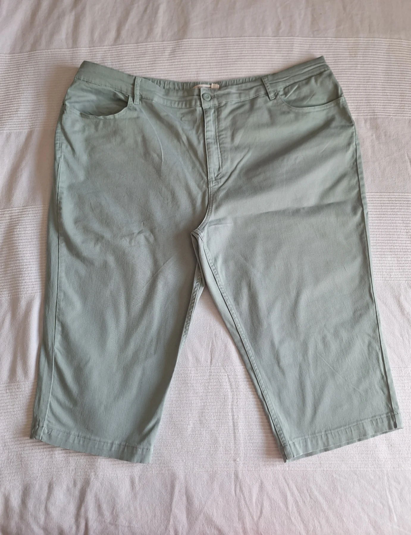 Seasalt Cornwall Albert Quay Cropped Trousers Size UK 22 Sage Green Organic Cotton