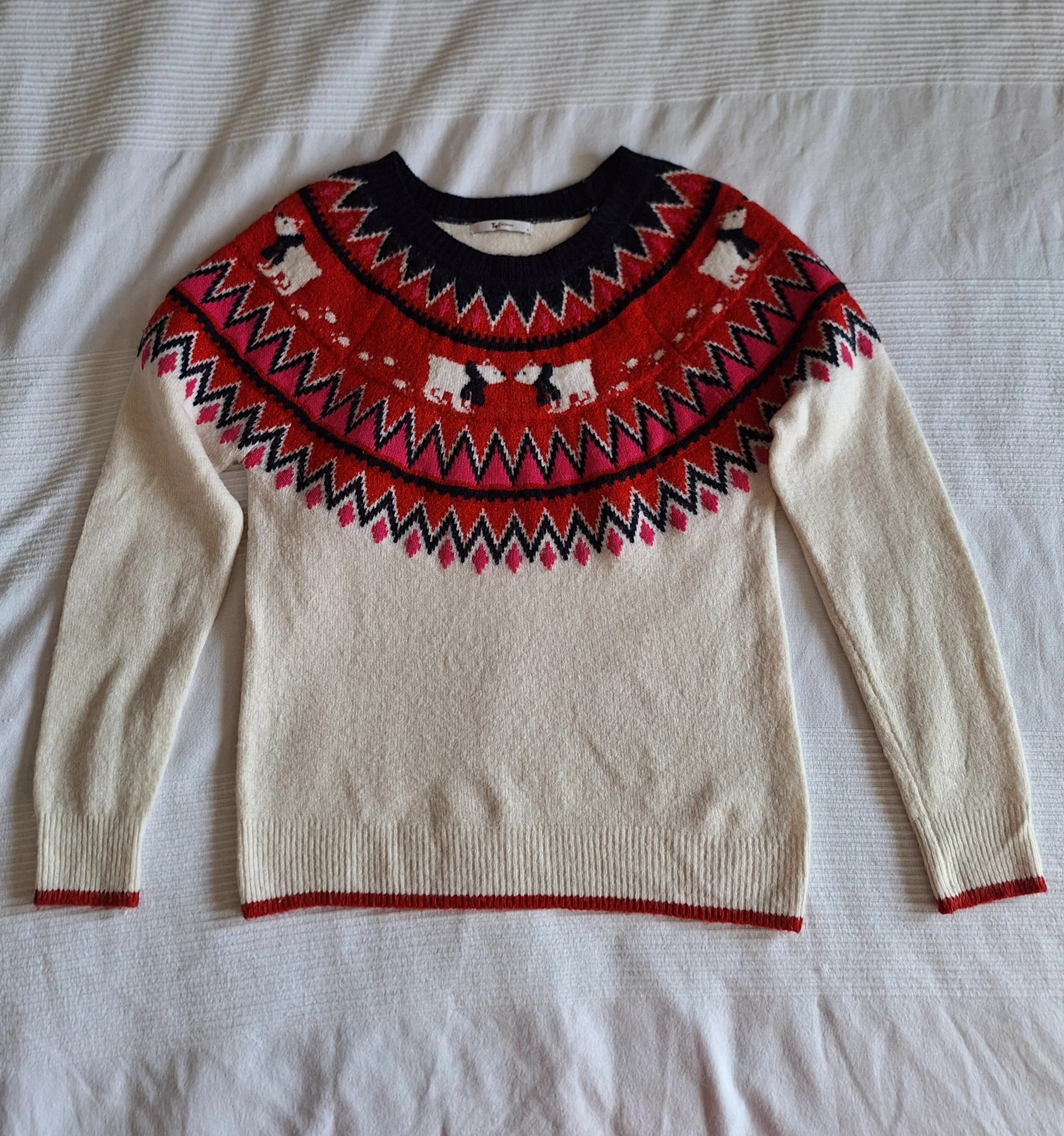 Tu Woman Fair Isle Christmas Jumper Polar Bear Sparkle Knit Size 8