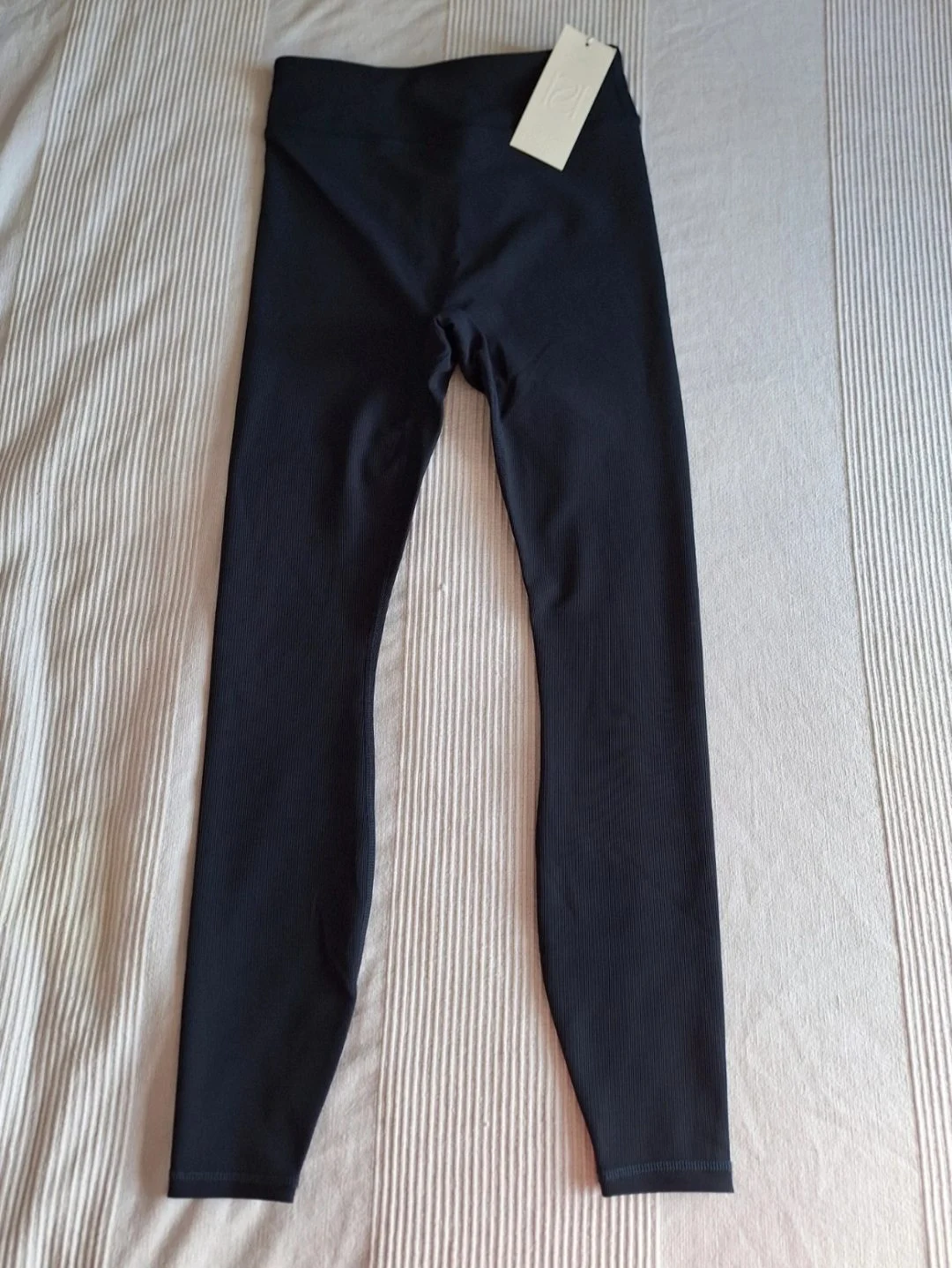 NWT Reasn Ribbed High-Waisted Gym Leggings in Midnight Blue - UK 10