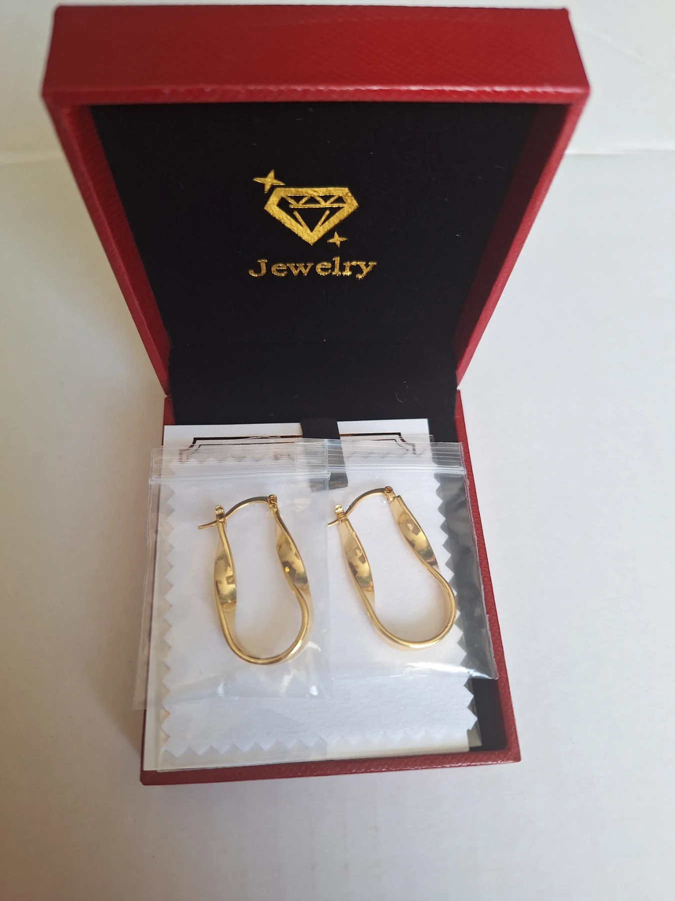 New Gold Twisted Oval Hoop Earrings 30mm Gift Boxed Statement Hoops