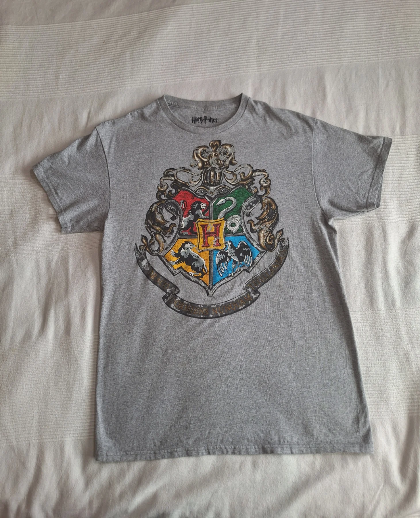 Harry Potter Hogwarts Crest Graphic T-Shirt Grey Size M (38/40)