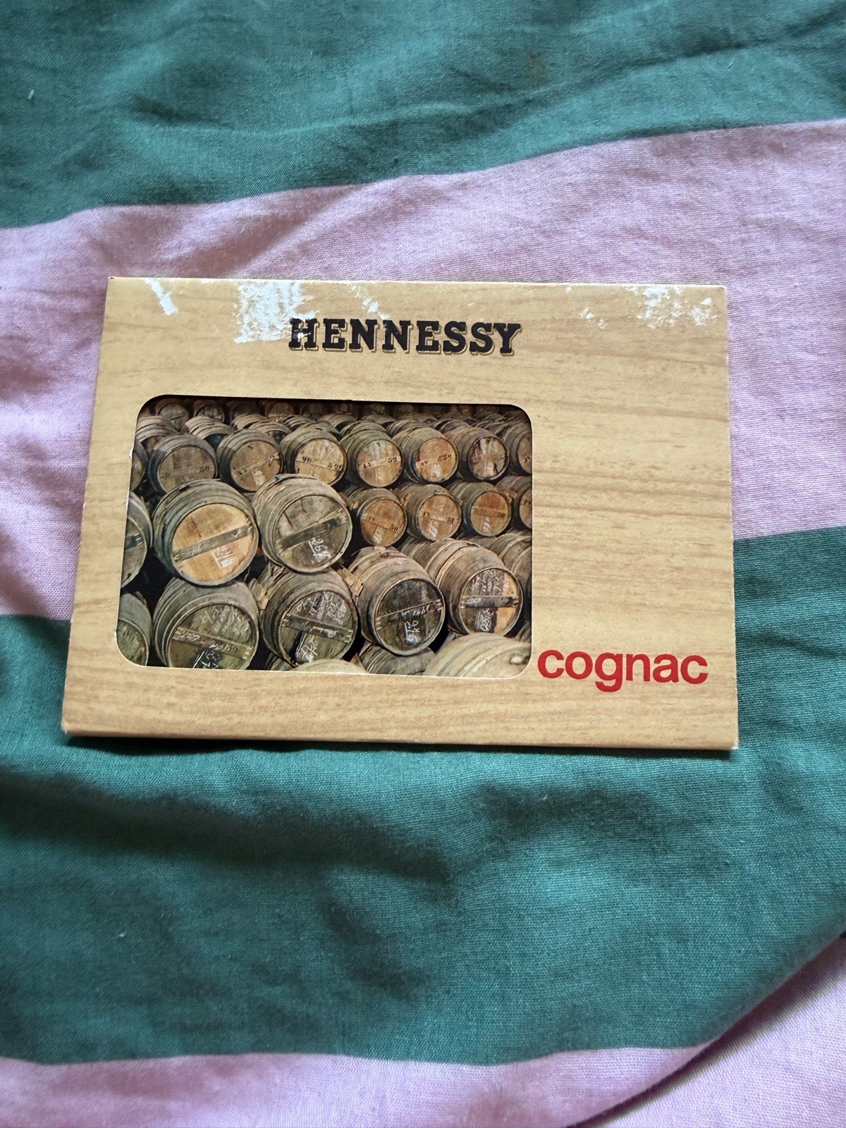 Vintage Hennessy cognac promotional wooden postcard pack