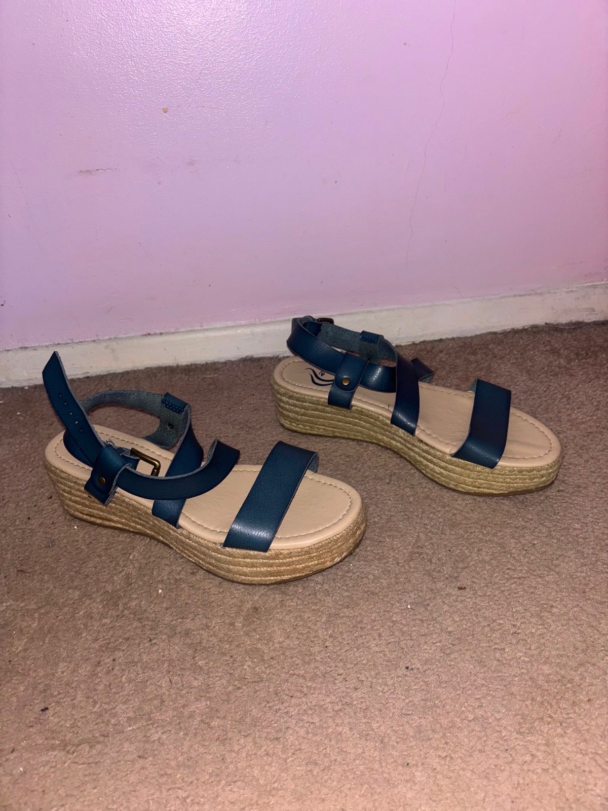 Teal platform sandals