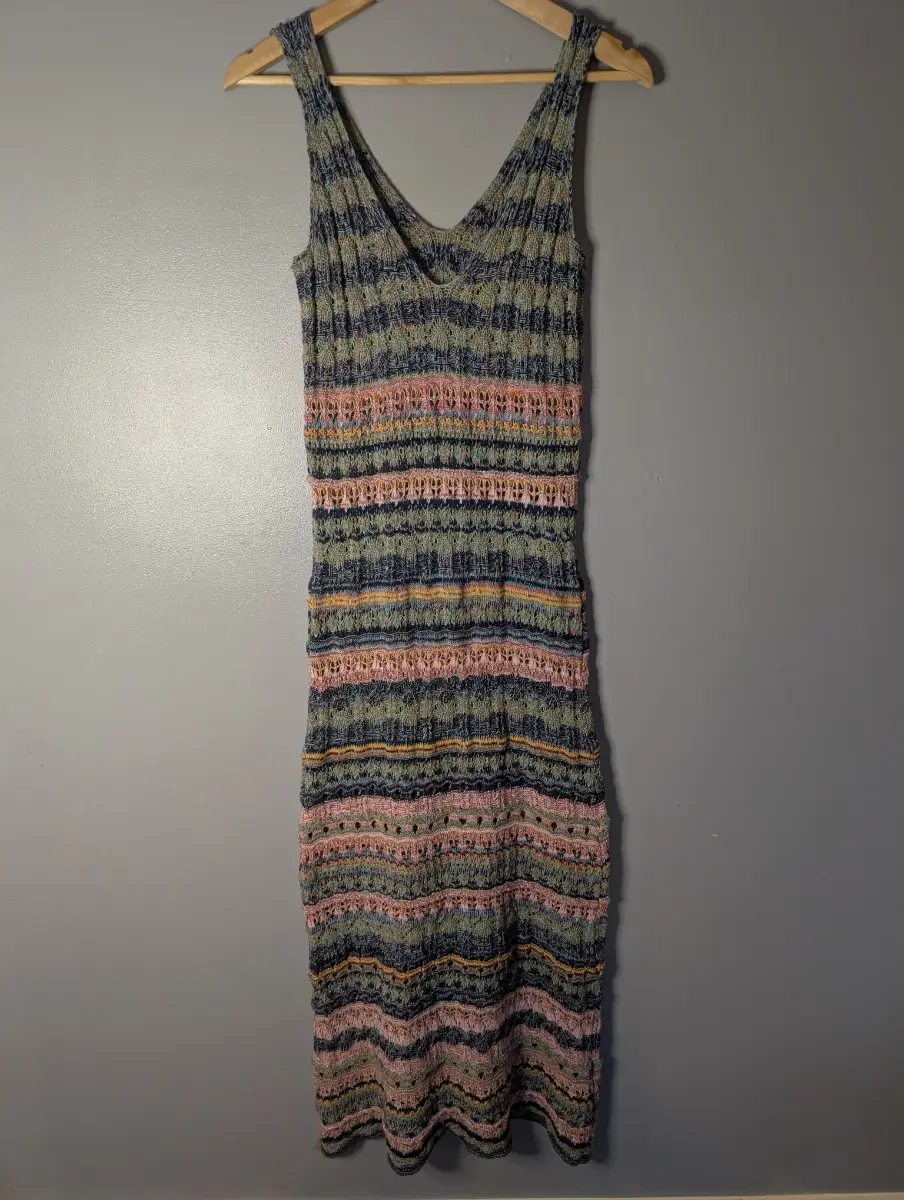 Bohemian Crochet Knit V-Neck Beach Dress - Size M. Primark The Edit