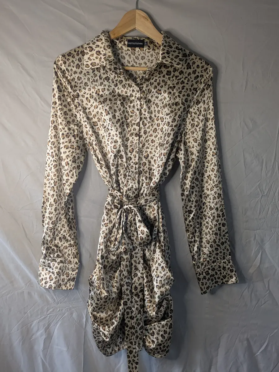 Leopard print shirt dress size 12. Pretty little thing.