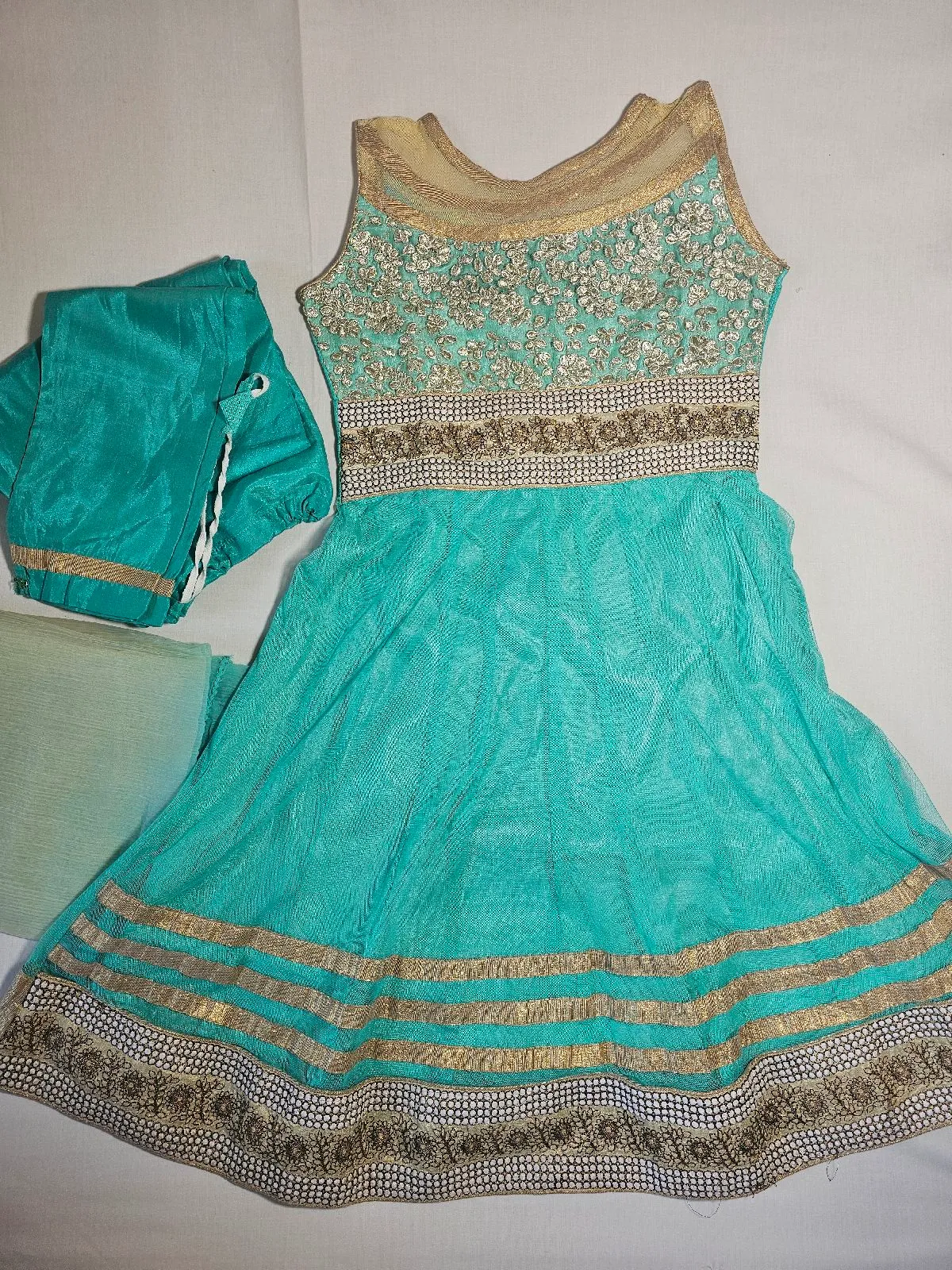 Light green Indian churidar anarkali gown punjabi wedding party outfit