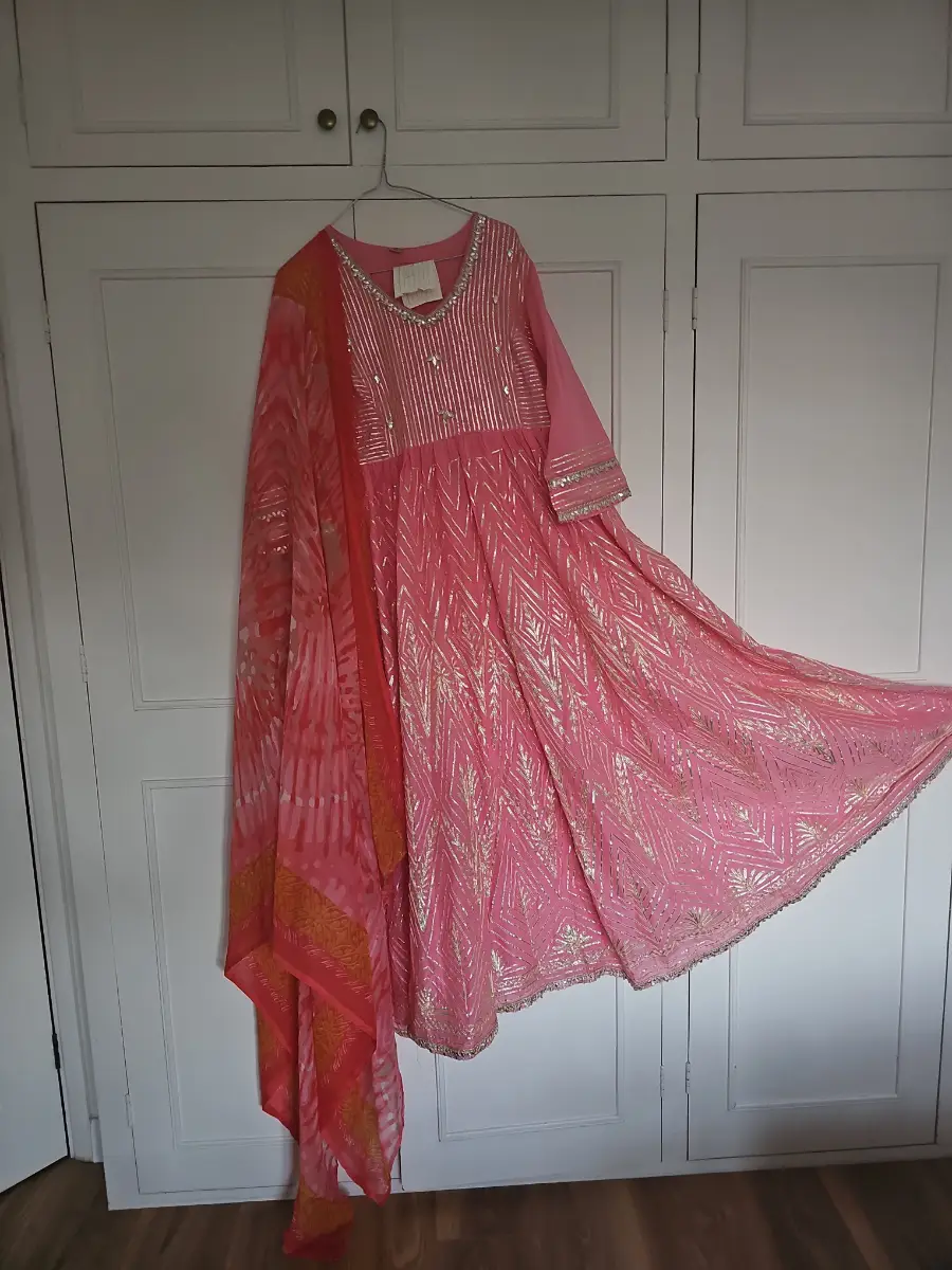 Rose pink peach anarkali gown indian Pakistani trendy outfit