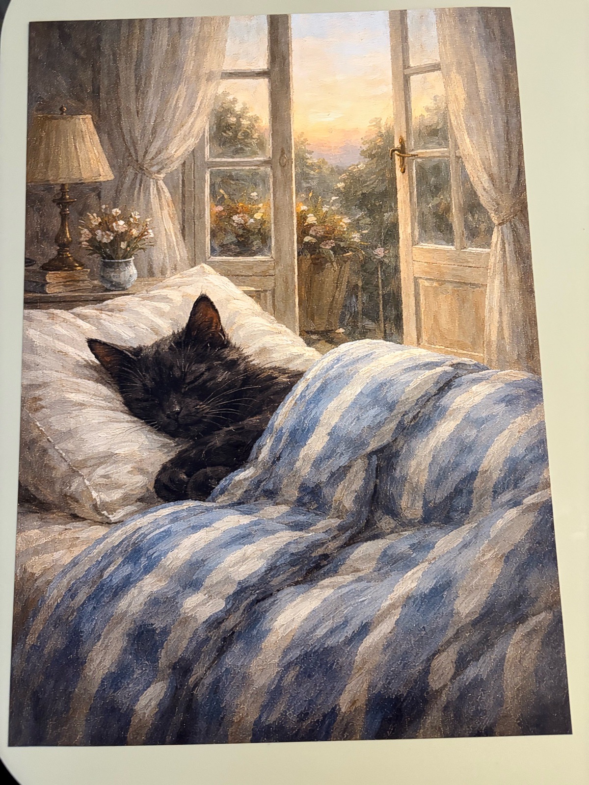A4 Art Print - Cat in Bed Duvet