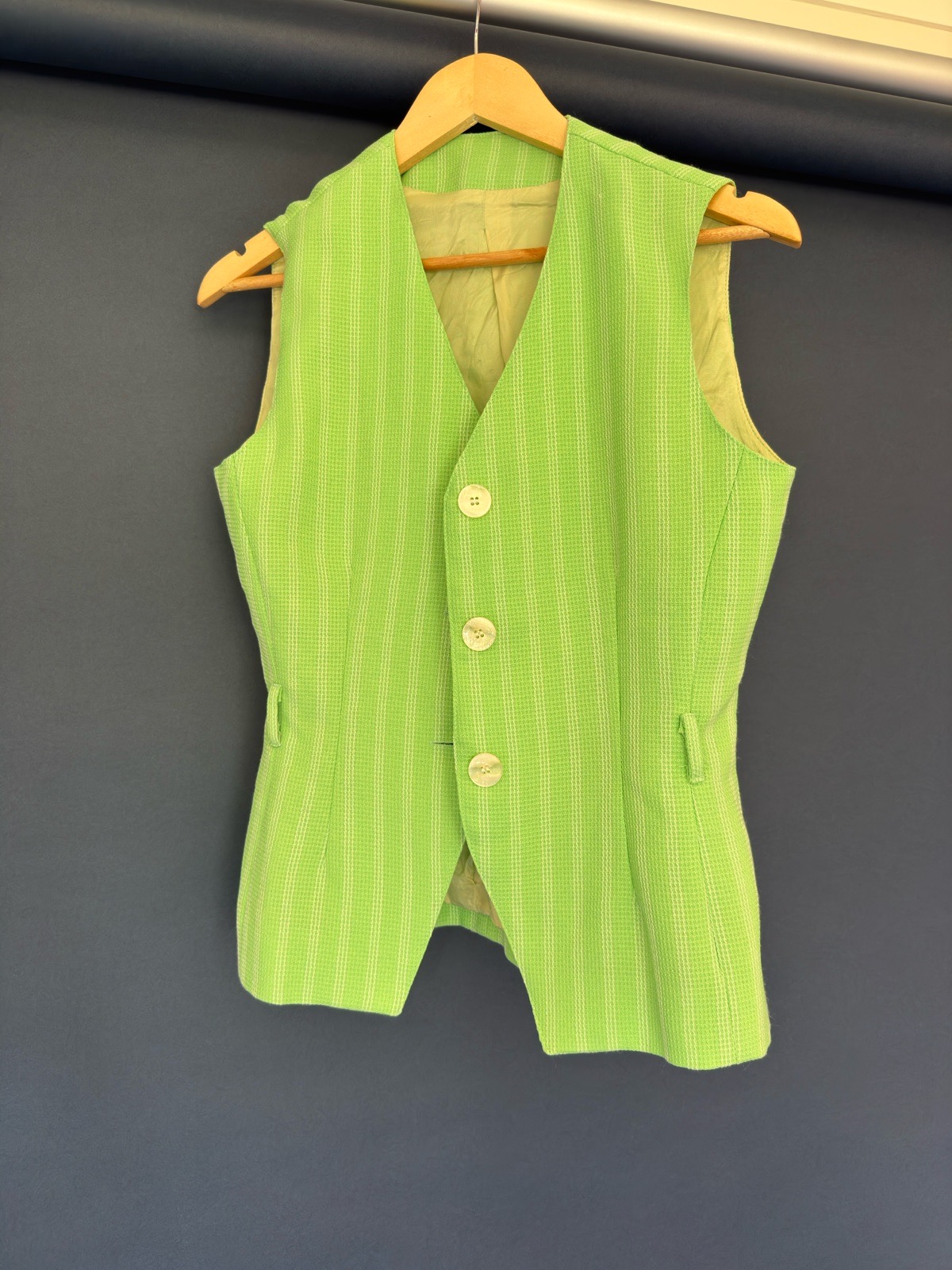 Vintage Green 70s waistcoat Italy layering piece S/M