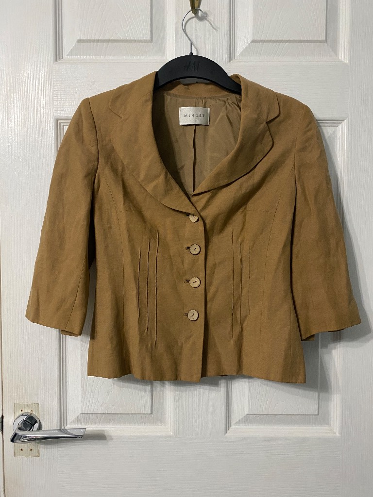 Vintage Tan cropped petite jacket Size 8