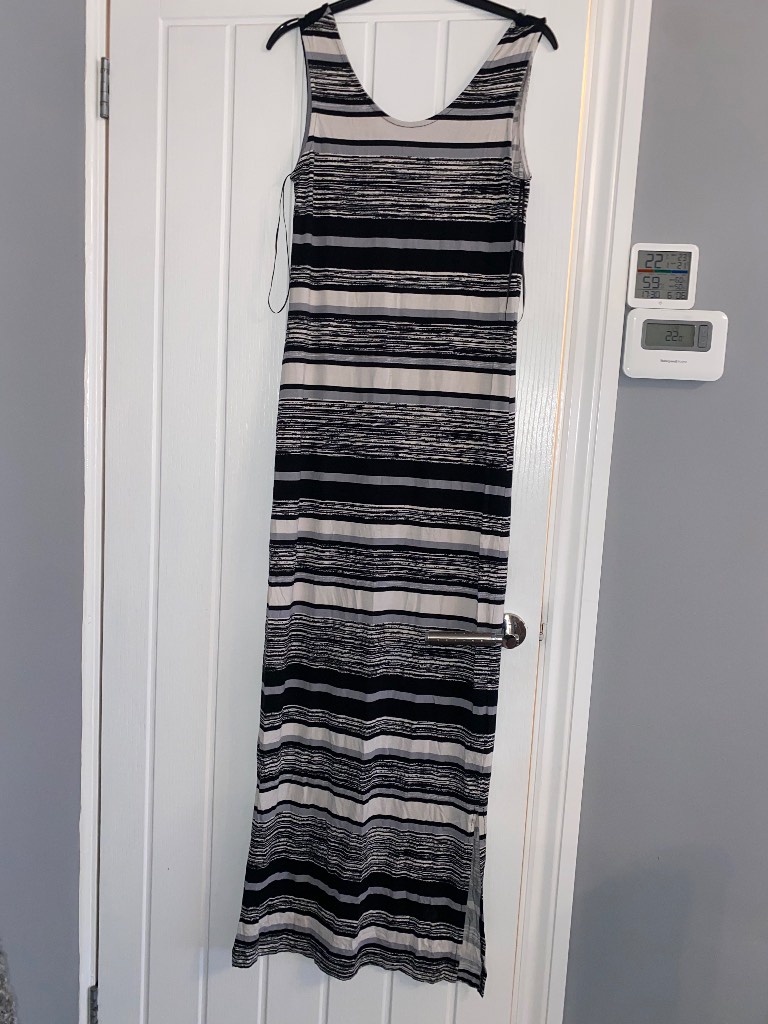 Black and white striped sleeveless maxi dress size 8 F&F