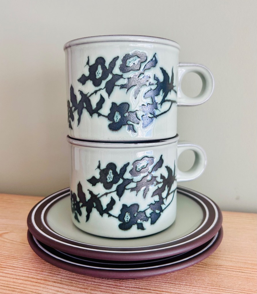 Vintage Hornsea Pottery Prelude Cups and Saucers - Immaculate Retro Tableware