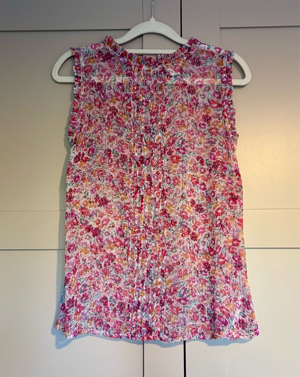 Monsoon Floral Shimmer Sleeveless Blouse - UK 8