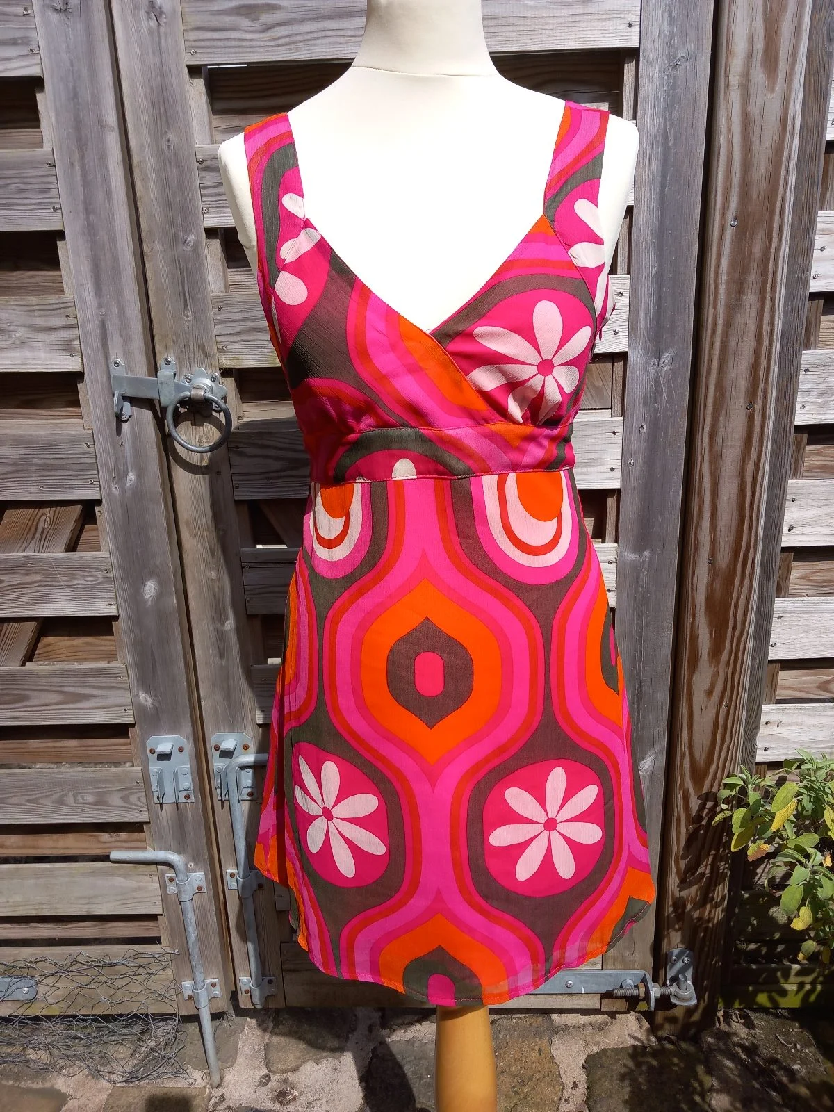 Jane Norman Sleeveless Mini Colourful Summer Dress Size 10-12 Excellent Condition